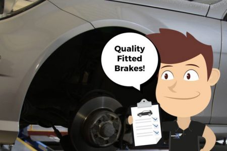 Quality fitted brakes graphic with car background