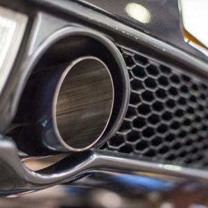 Car exhaust pipe close up