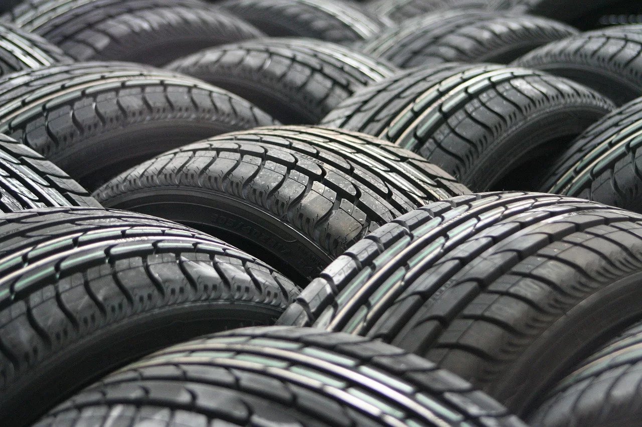 Close up of multiple tyres next to eachother